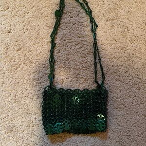 Paco Rabanne Metallic Emerald Green Mini Chainmail Shoulder Bag